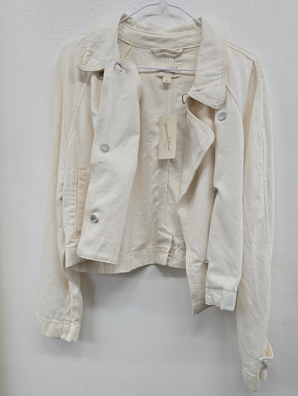 Universal Thread Cream Jean Jacket with Snap Front